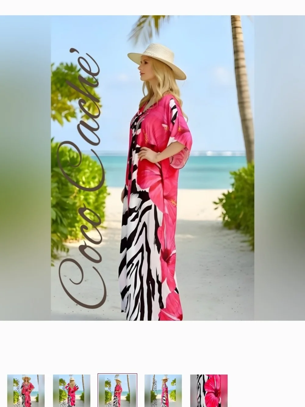 Tropical full length Kaftan/Swim Cover-Up, One size